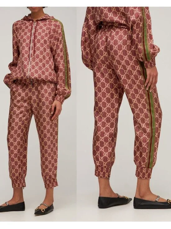 GUCCI PANTS GG SUPREME PRINT SILK LOUNGE TROUSERS - Picture 3 of 15